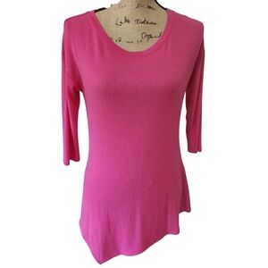 NWT White House Black Market Pink Asymmetrical Hem 3/4 Sleeve Top XS